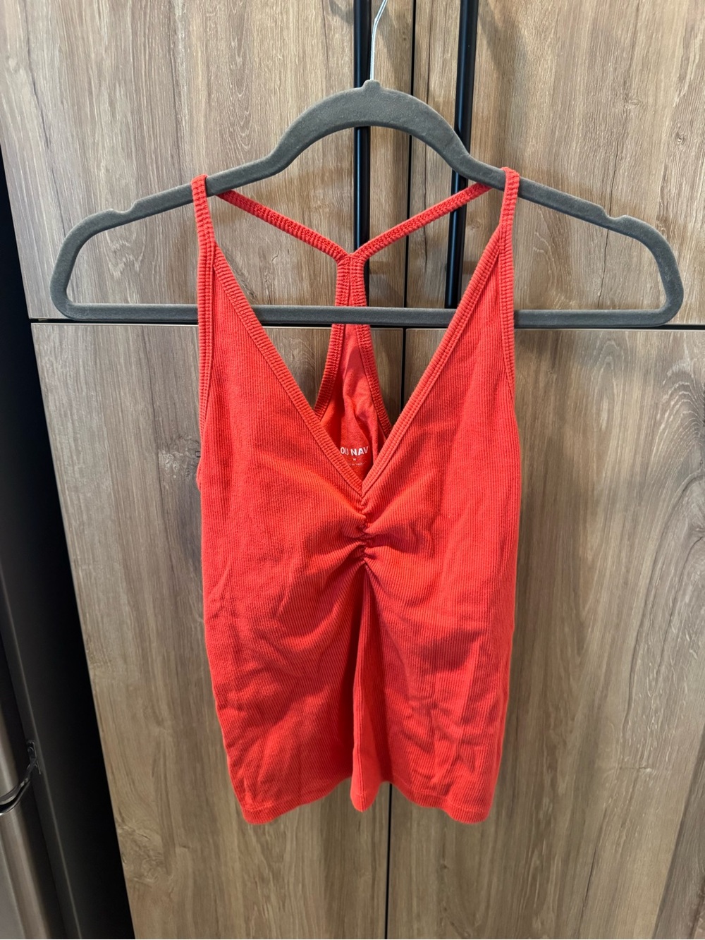 Old Navy Red Ribbed Tank Top with Twist Detail